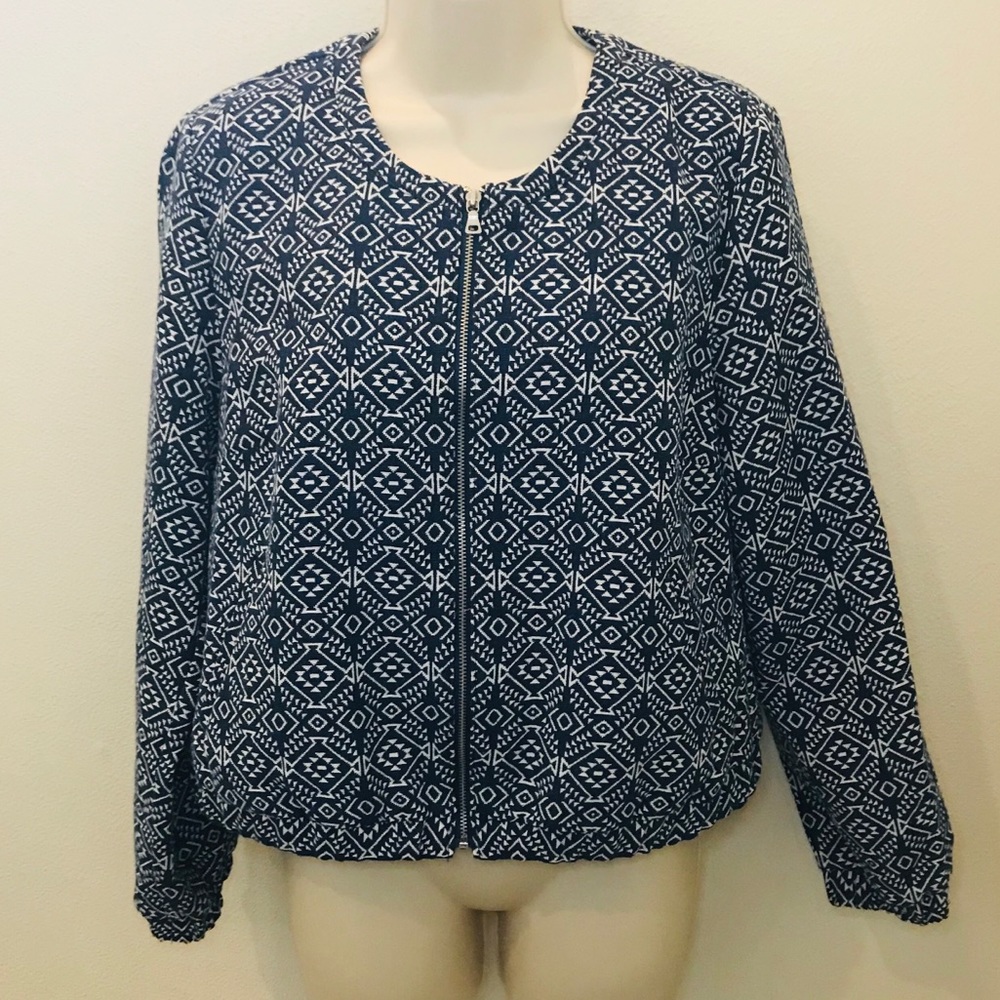 Ethnic designed zip up blue Old Navy jacket size M
